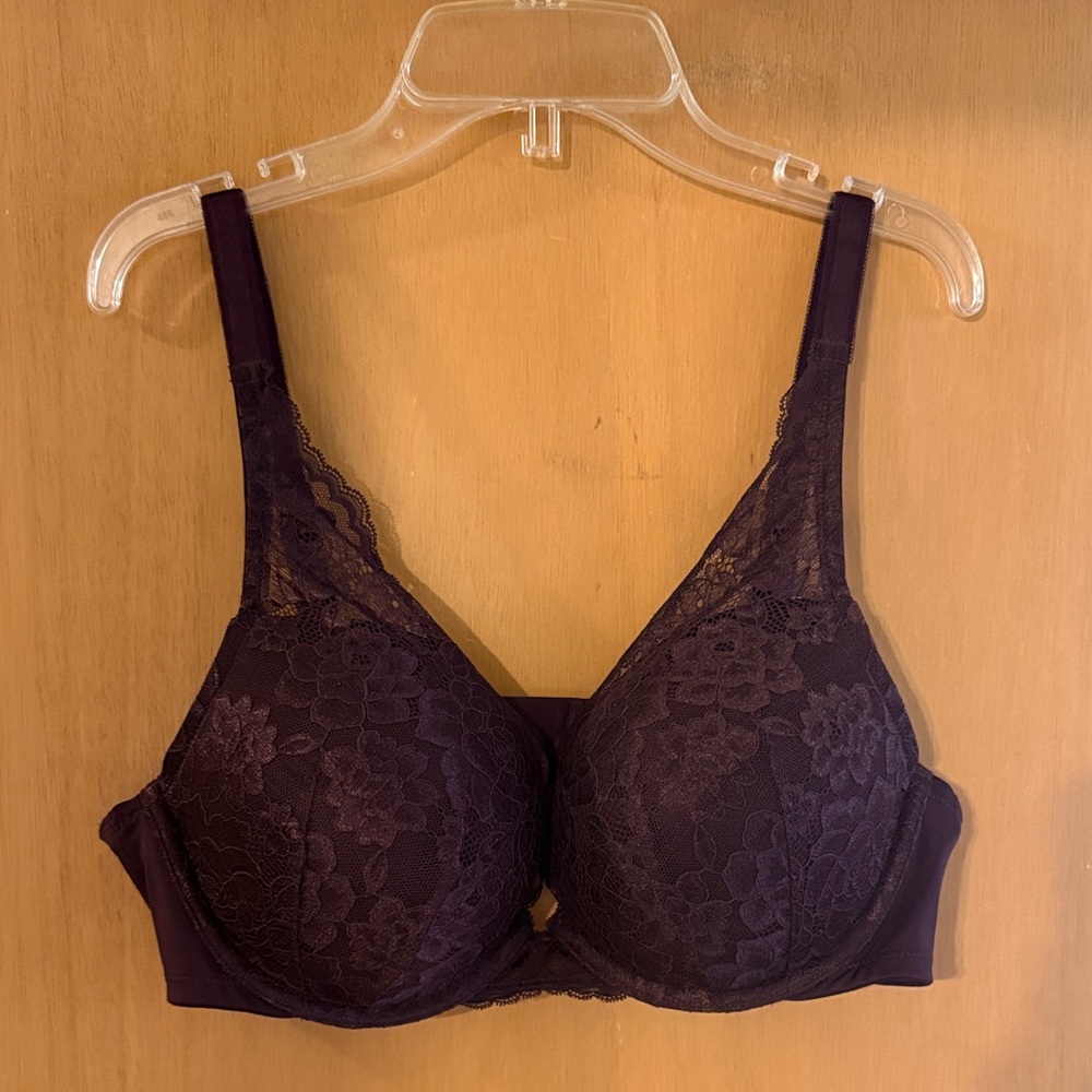 Torrid Curve Women’s Plunge Push Up Floral Lace Underwire Bra Purple Size 40C